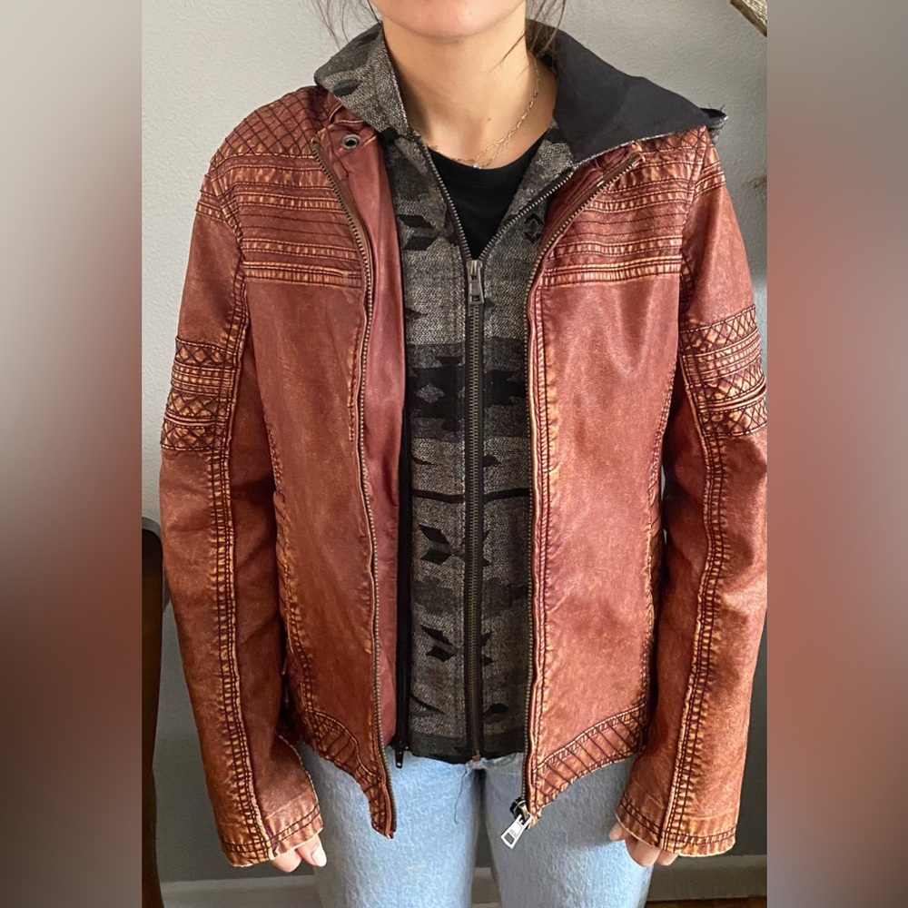 Brown BKE faux leather jacket